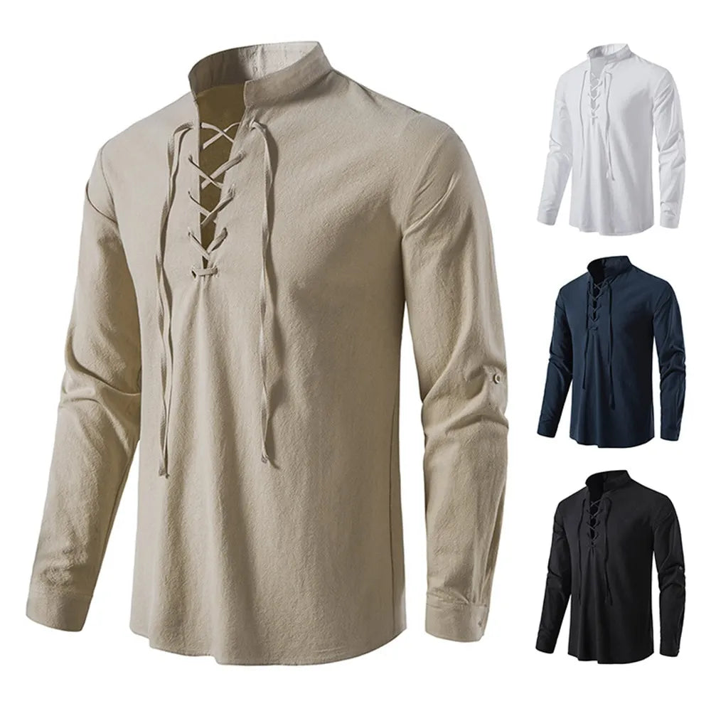 Vintage Cotton Linen Shirt for Men