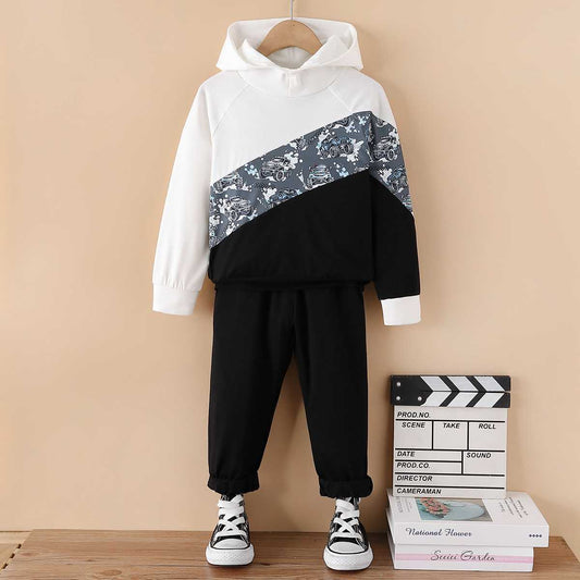 Color Block Hoodie and Pants Set