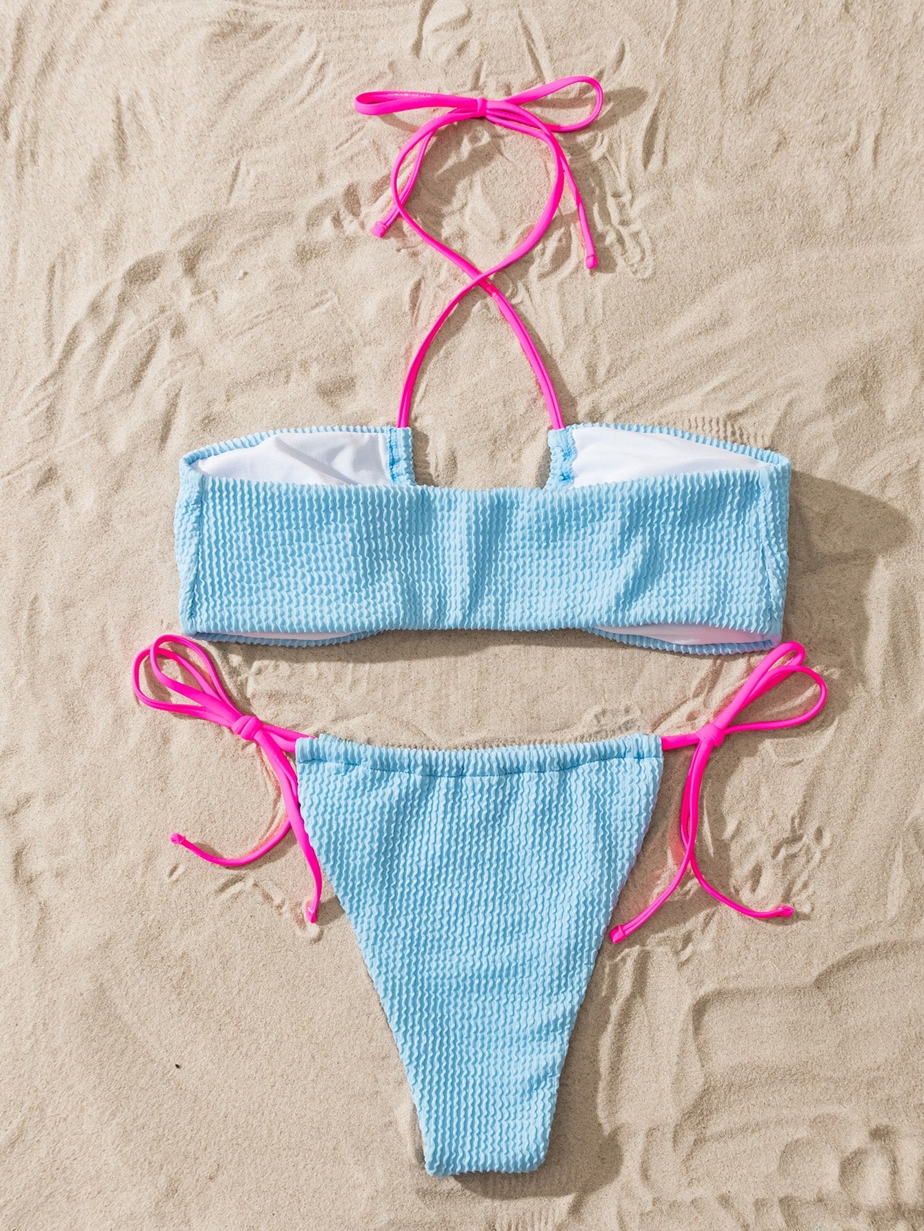 Tied Contrast Two-Piece Bikini Set