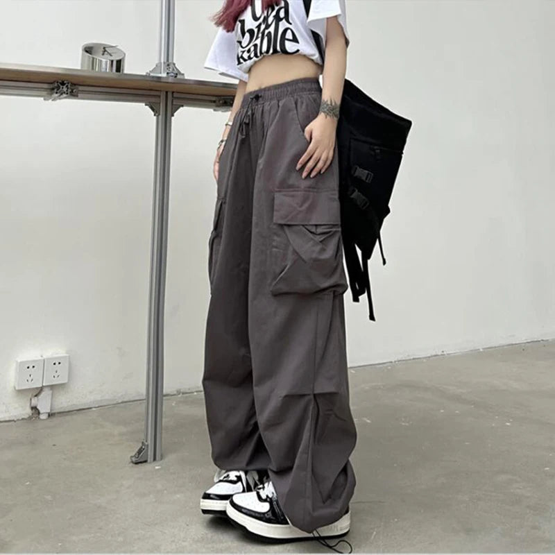 Corean Style Solid Low Waist Drawstring Joggers