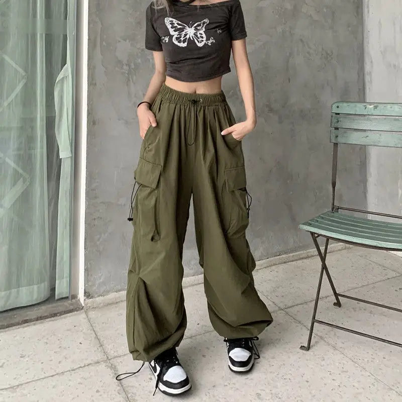 Corean Style Solid Low Waist Drawstring Joggers