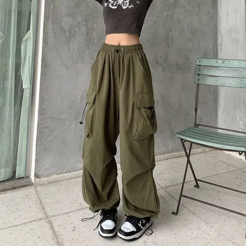 Corean Style Solid Low Waist Drawstring Joggers