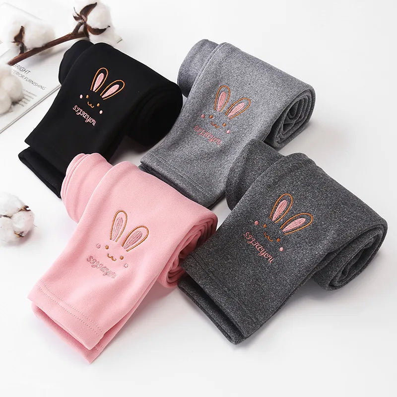 Cozy Winter Leggings for Girls with Cute Rabbit Design