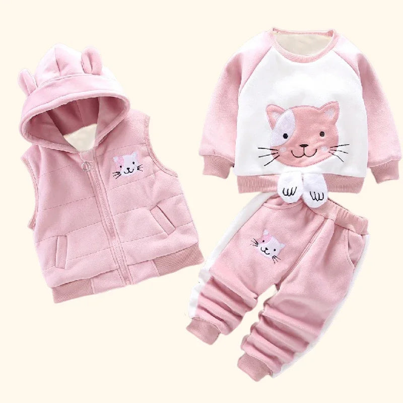 Thicken Warm Hooded Children's Outwear Set