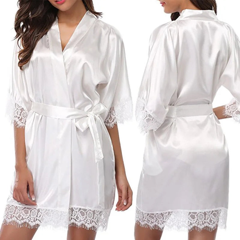 Elegant and Sexy Lace Silk Nightwear Set