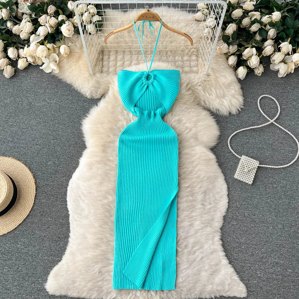 Elegant Split Knitted Bodycon Dress