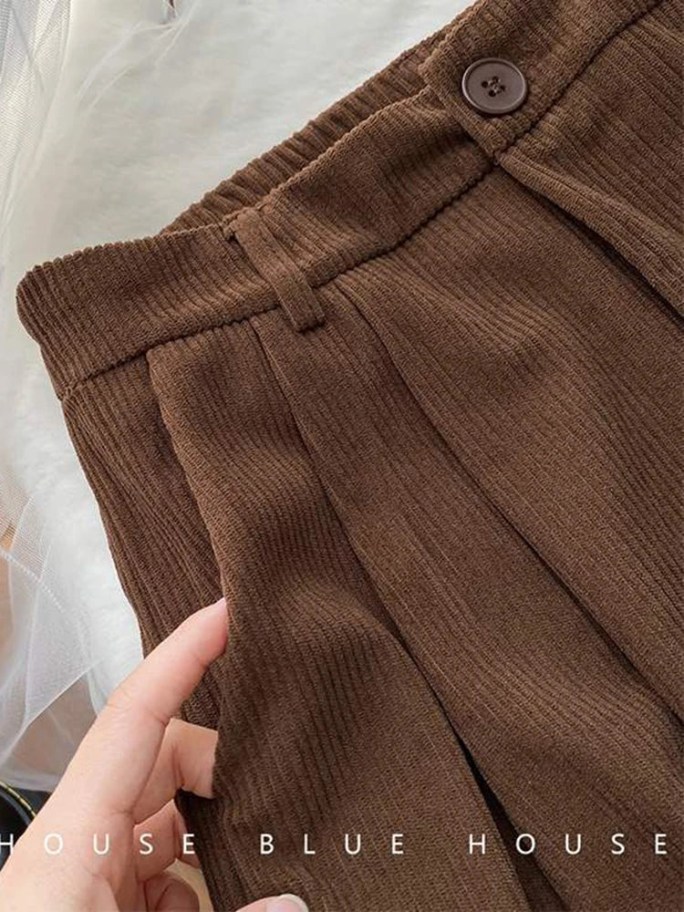 Retro Corduroy High Waist Pants