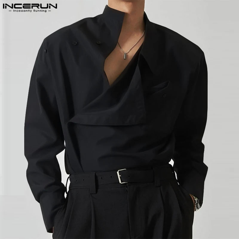 Urban Edge Irregular Stand Collar Shirt