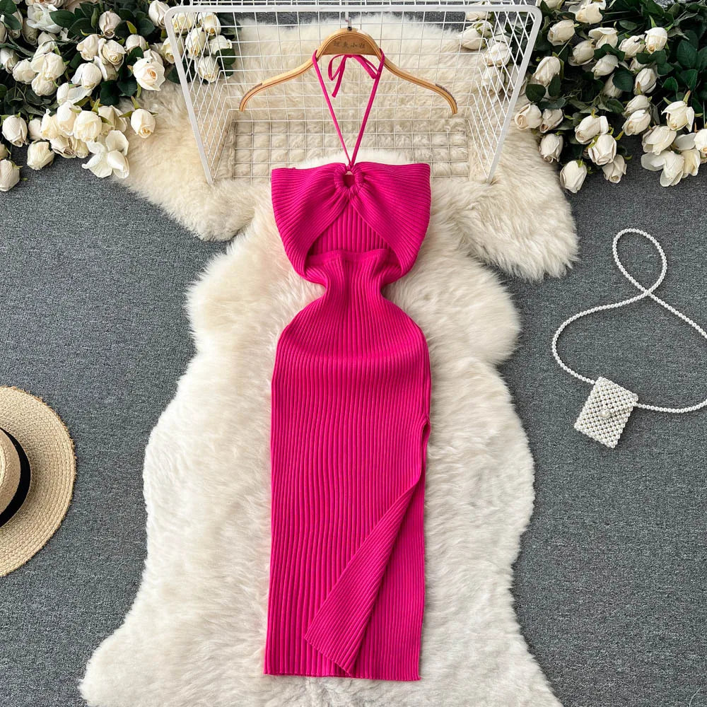 Elegant Split Knitted Bodycon Dress