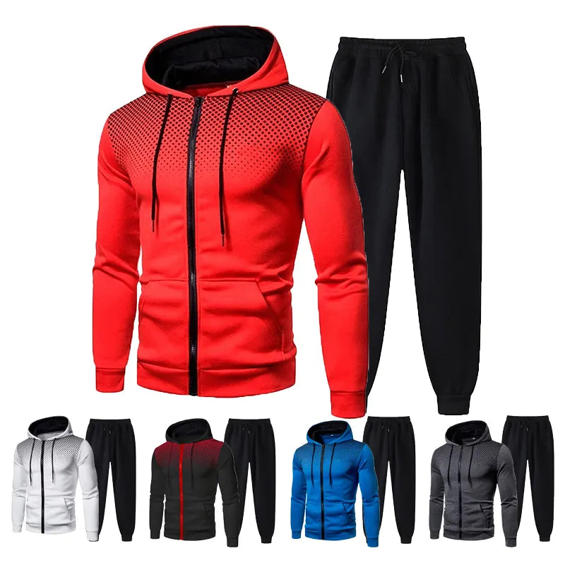 European Style Fleece Sweater and Pants Set for Men