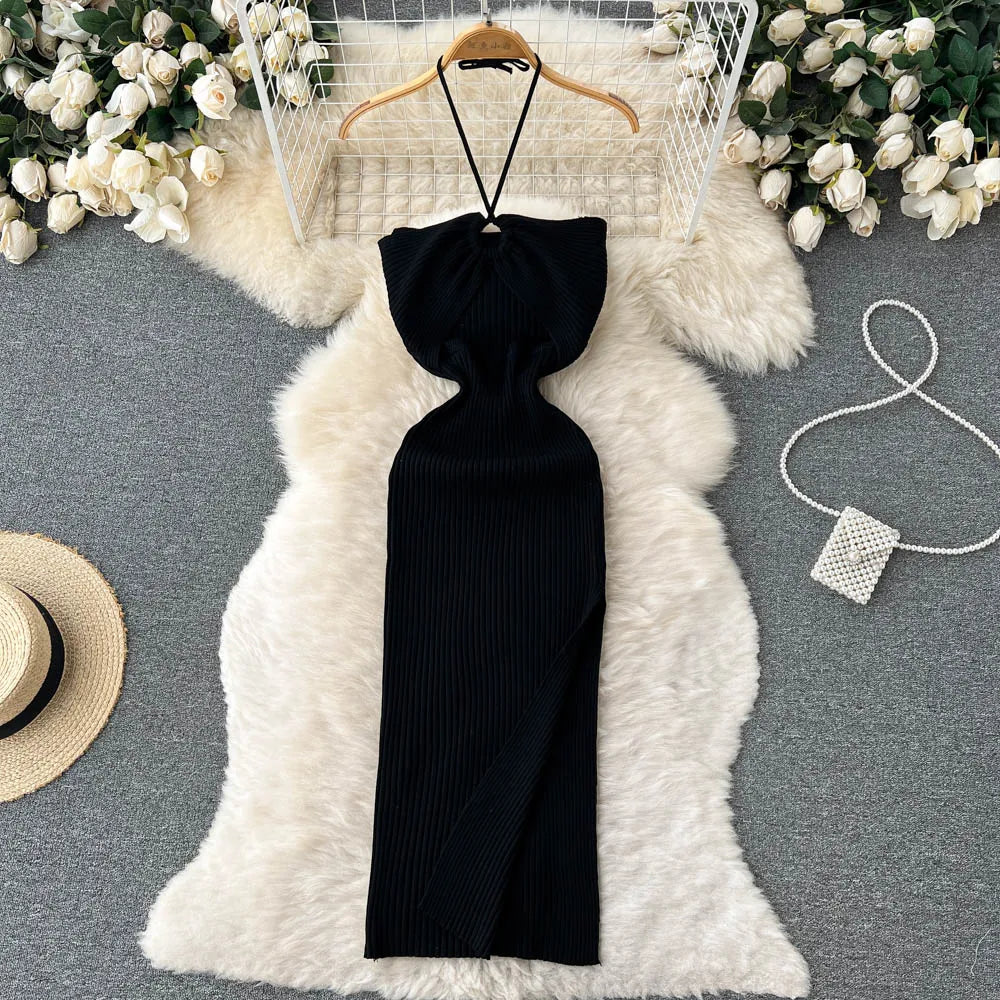 Elegant Split Knitted Bodycon Dress