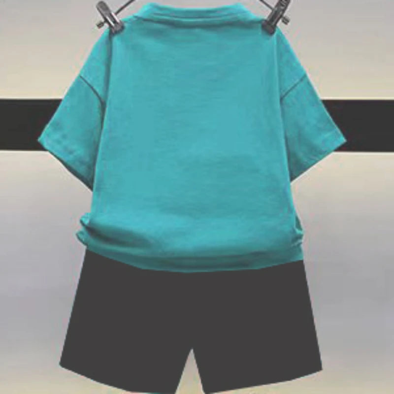 Детски комплект тениска и шорти със сладко анимационно мече (3 варианта)