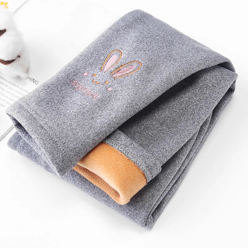 Cozy Winter Leggings for Girls with Cute Rabbit Design