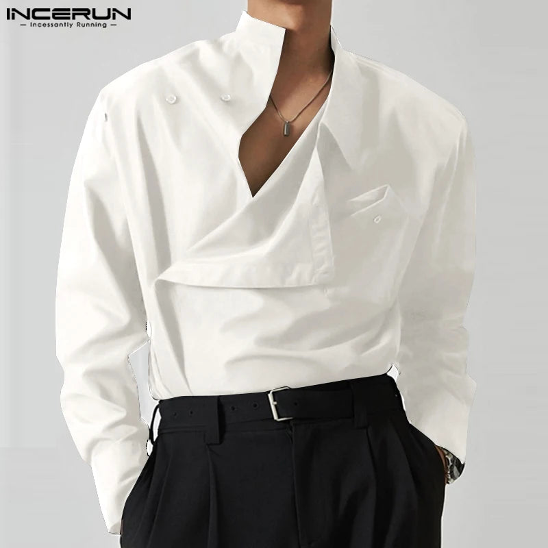 Urban Edge Irregular Stand Collar Shirt