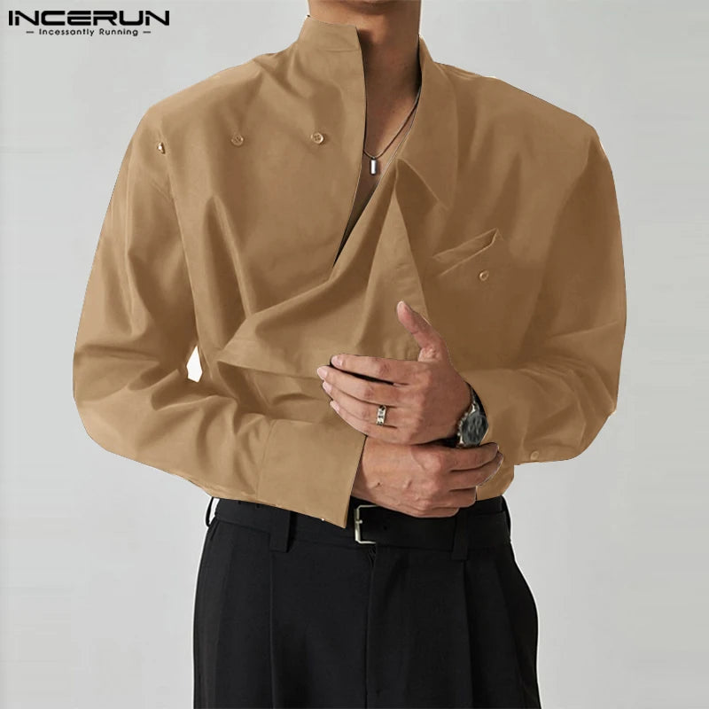 Urban Edge Irregular Stand Collar Shirt