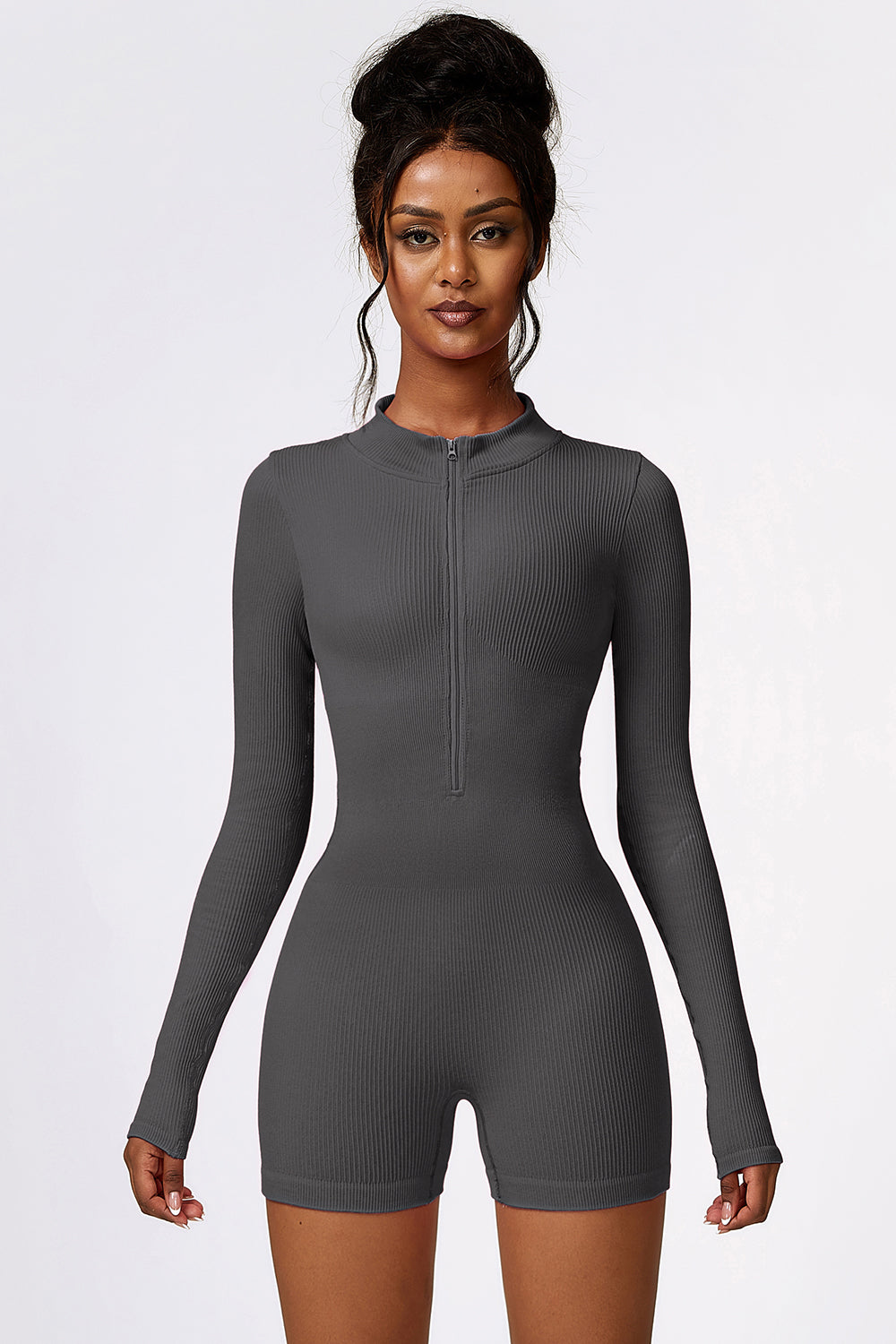 Half Zip Long Sleeve Active Romper